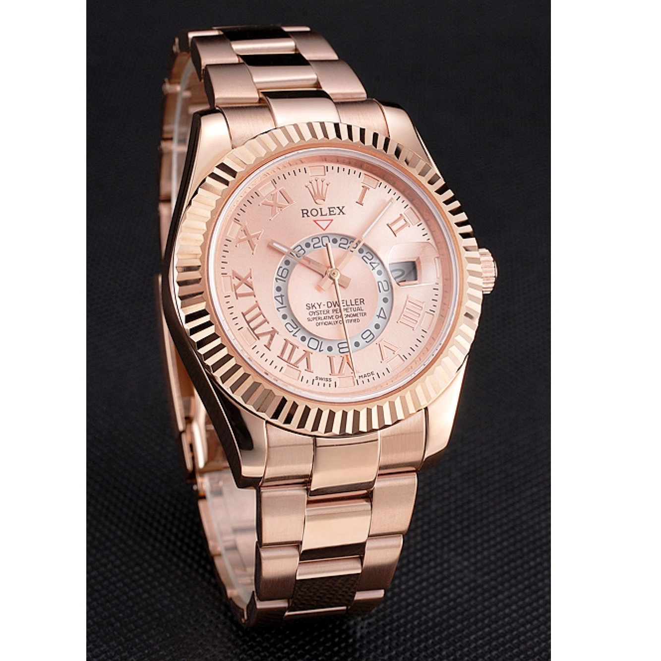 MiroTime 0807 Rolex Sky Dweller Rose Gold Dial Rose Gold Case And Bracelet